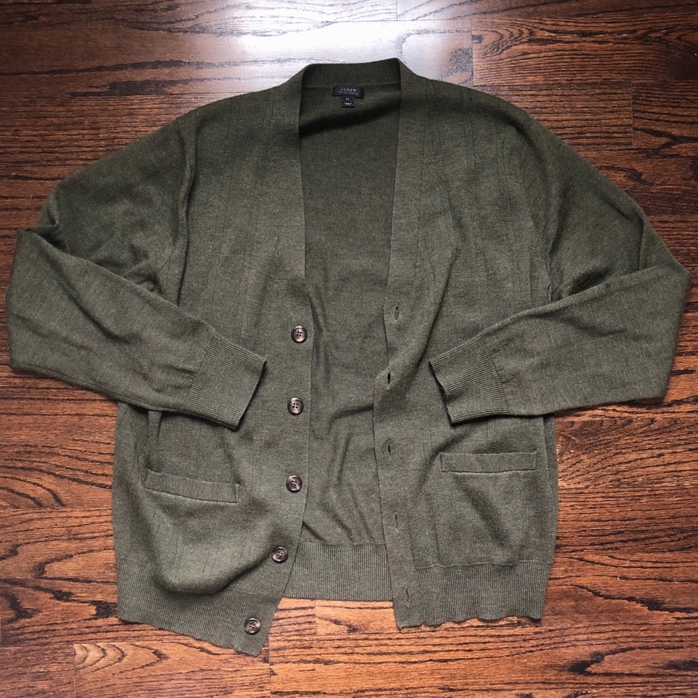 J. Crew Men’s Green Wool Cardigan Size M